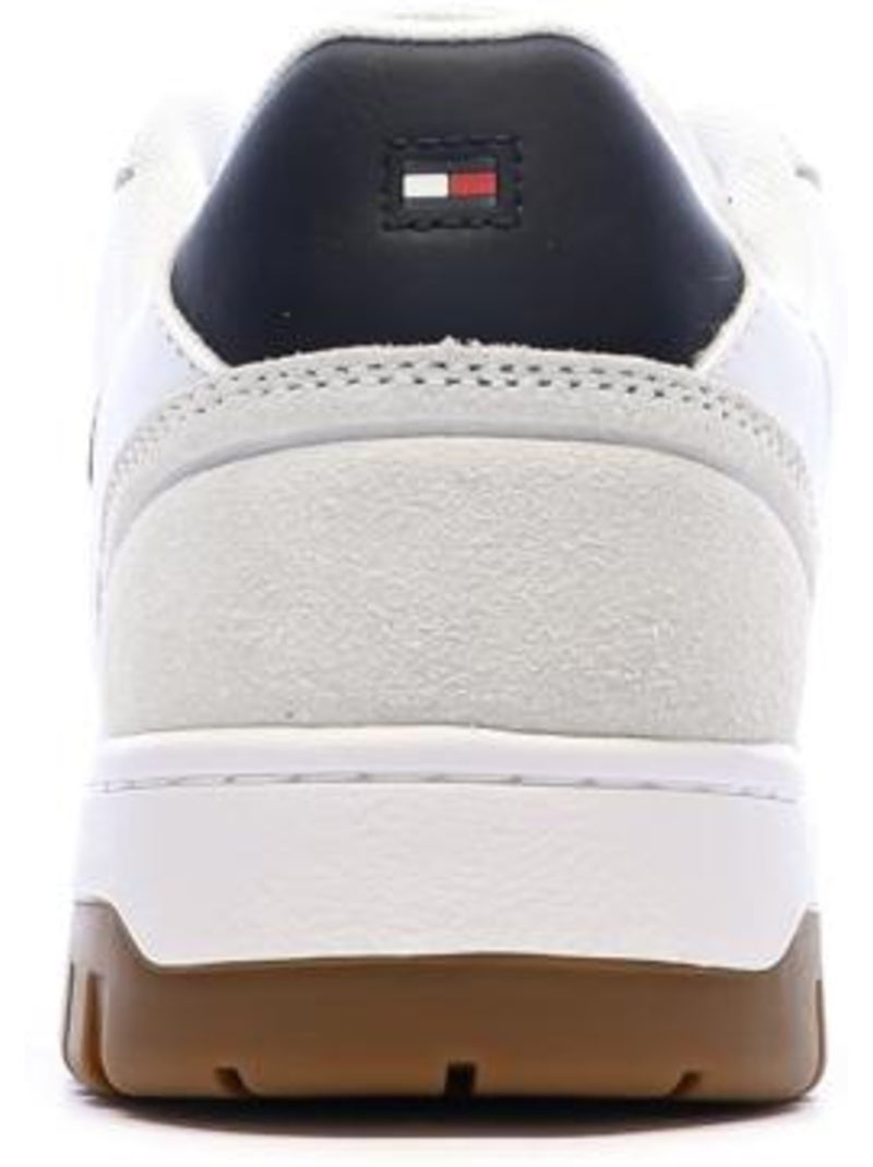 Tommy hilfiger core leren heren sneakers wit/marine Blauw - Kiabi