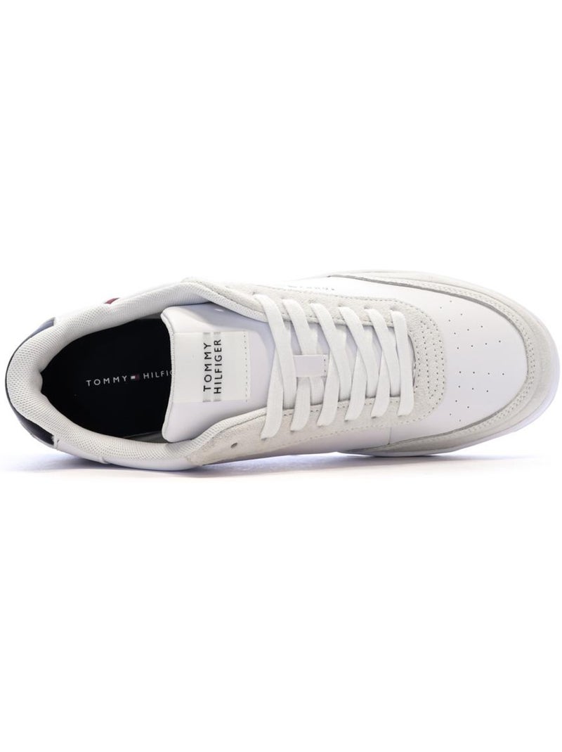 Tommy hilfiger core leren heren sneakers wit/marine Blauw - Kiabi