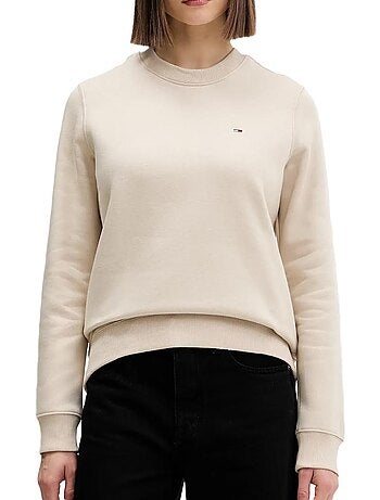 Tommy hilfiger dames beige flag crew sweatshirt