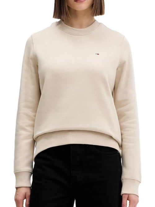 Tommy Hilfiger Dames Beige Flag Crew Sweatshirt - Kiabi Tommy Hilfiger Dames Beige Flag Crew Sweatshirt - Kiabi