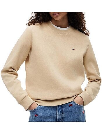 Tommy hilfiger dames beige sweatshirt met vlaglogo