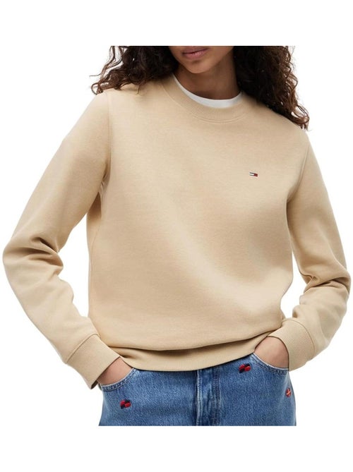 Tommy Hilfiger Dames Beige Sweatshirt met Vlaglogo - Kiabi Tommy Hilfiger Dames Beige Sweatshirt met Vlaglogo - Kiabi
