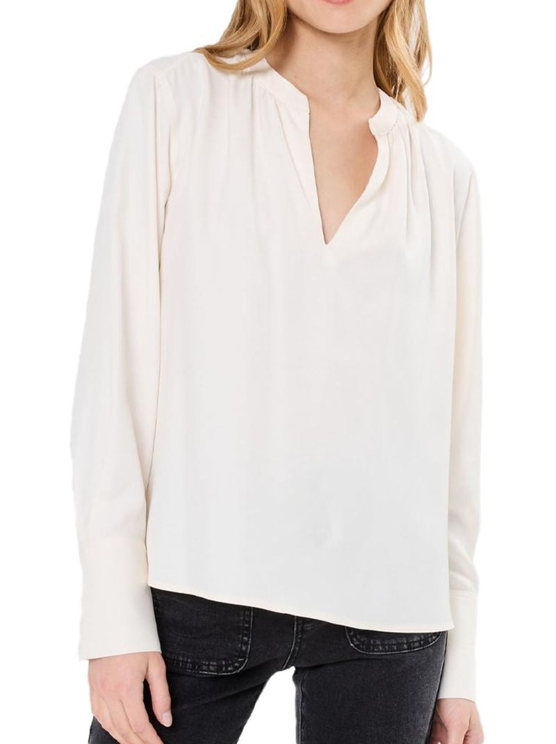 Tommy Hilfiger Dames Blouse Ecru Zachte Viscose V-hals Ecru - Kiabi