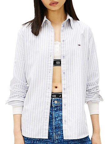 Tommy hilfiger dames gestreept oxford overhemd blauw