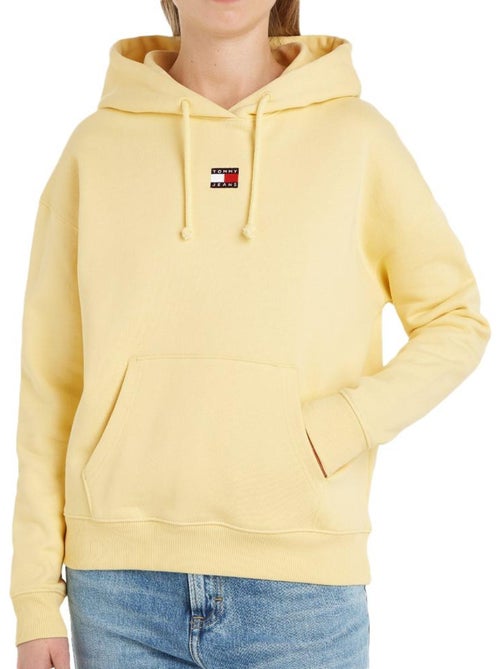 Tommy Hilfiger Dames Hoodie Geel met Badge - Kiabi Tommy Hilfiger Dames Hoodie Geel met Badge - Kiabi