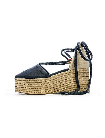 Tommy hilfiger dames marine linnen sleehak sandalen