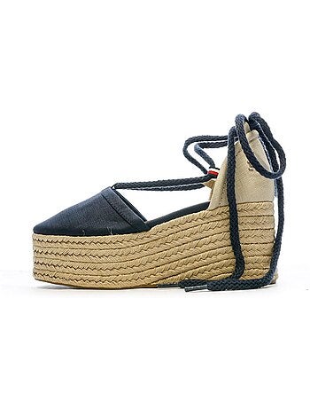 Tommy hilfiger dames marine linnen sleehak sandalen