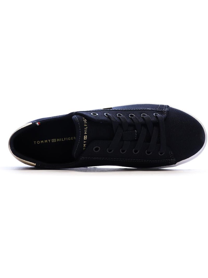 Tommy Hilfiger Dames Marineblauwe Vulc Canvas Vetersneakers Marineblauw - Kiabi