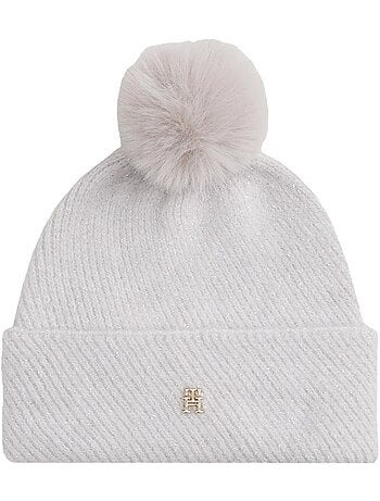 Tommy hilfiger dames muts met pompon - grijs