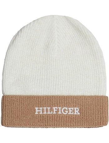 Tommy hilfiger dames muts wit/bruin – beanie