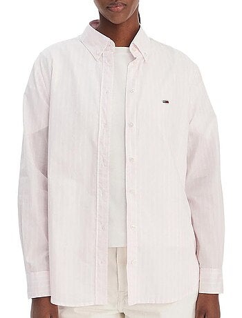 Tommy hilfiger dames poplin gestreepte roze blouse