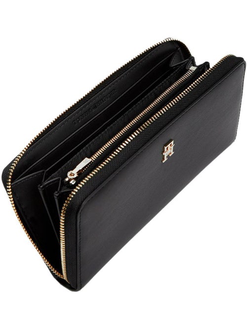 Tommy Hilfiger Dames Portemonnee Zwart - TH Icon Grote Rits - Kiabi
