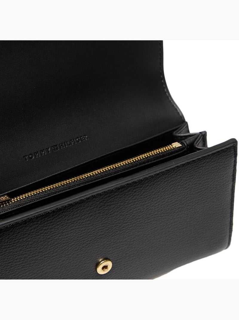 Tommy Hilfiger Dames Portemonnee Zwart met Grote Klep - TH Flag Zwart - Kiabi