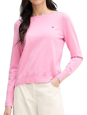 Tommy hilfiger dames roze trui van biologisch katoen