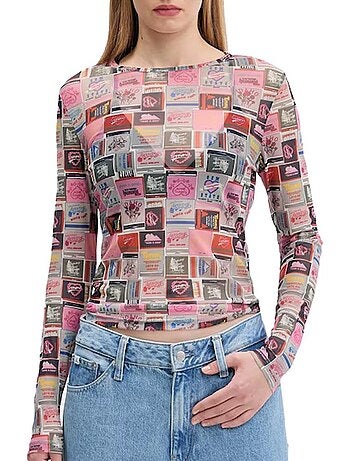 Tommy hilfiger dames slim fit t-shirt met luipaardprint bruin