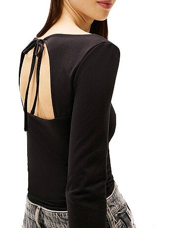 Tommy hilfiger dames slim fit t-shirt zwart met vlaglogo