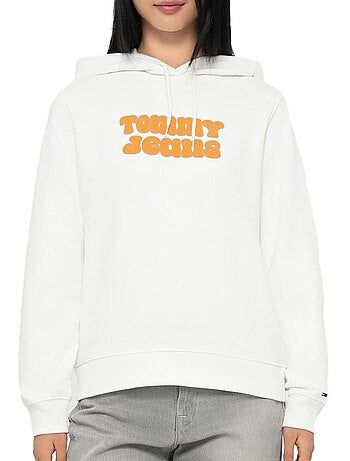 Tommy hilfiger donkerroze dames sweatshirt met logo
