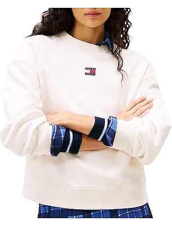 Tommy hilfiger dames sweatshirt wit met badge crewneck