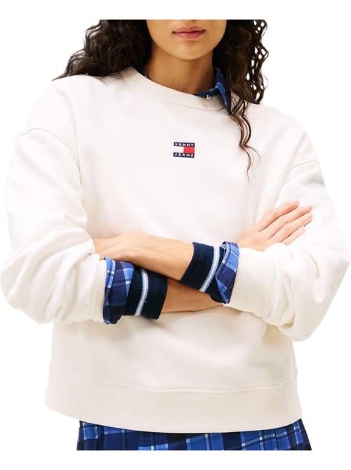 Tommy Hilfiger Dames Sweatshirt Wit met Badge Crewneck - Kiabi Tommy Hilfiger Dames Sweatshirt Wit met Badge Crewneck - Kiabi