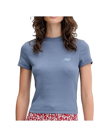 Tommy hilfiger dames t-shirt met scriptlogo roze