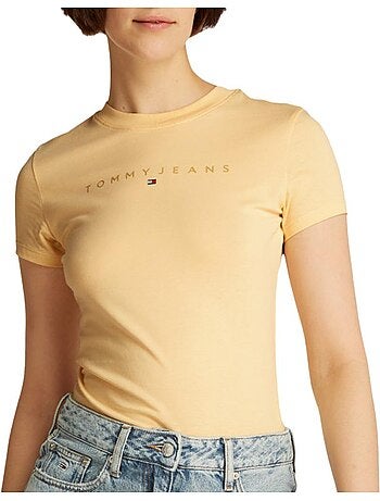 Tommy hilfiger dames t-shirt geel night navy