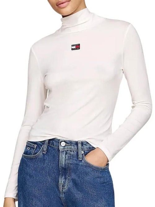 Tommy Hilfiger Dames T-shirt met Lange Mouwen Wit Mockn - Kiabi Tommy Hilfiger Dames T-shirt met Lange Mouwen Wit Mockn - Kiabi