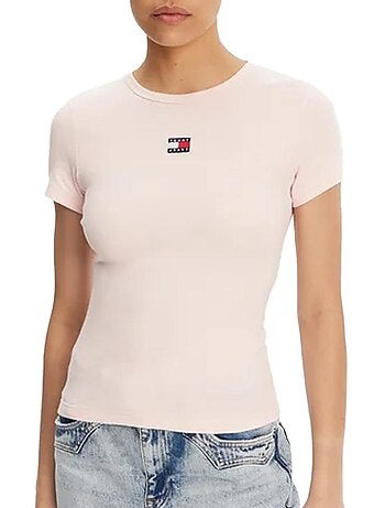 Tommy hilfiger dames t-shirt met roze badge