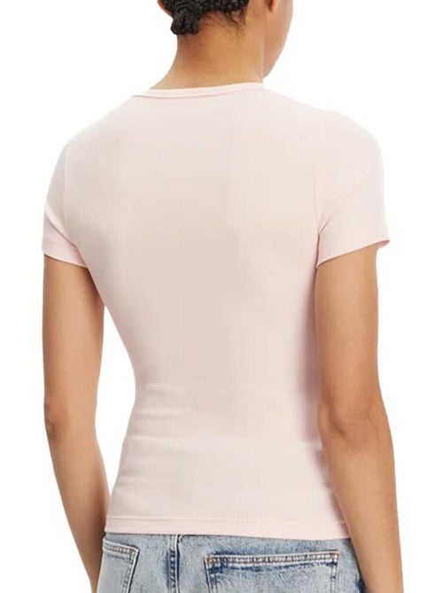 Tommy Hilfiger Dames T-shirt met Roze Badge - Kiabi Tommy Hilfiger Dames T-shirt met Roze Badge - Kiabi