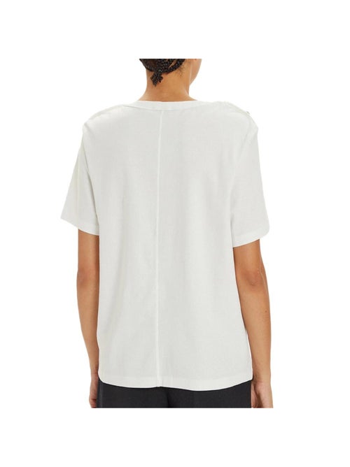 Tommy Hilfiger Dames T-shirt Wit met Gestreepte Gouden Details - Kiabi Tommy Hilfiger Dames T-shirt Wit met Gestreepte Gouden Details - Kiabi