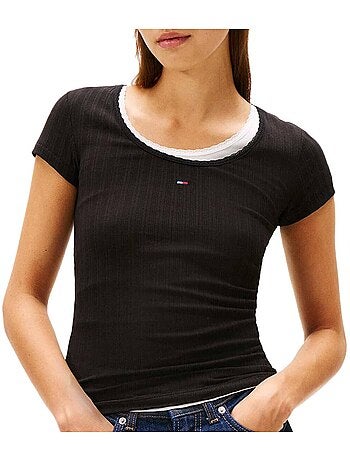 Tommy hilfiger dames t-shirt zwart dw0dw21570