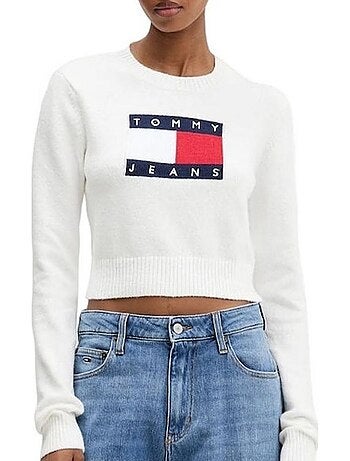 Tommy hilfiger tjw sparkle flag grijze trui voor dames