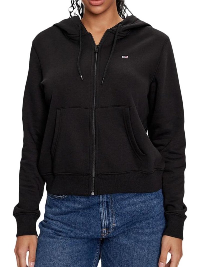 Tommy Hilfiger Dames Zwarte Hoodie met Rits - Flag T-black Zwart - Kiabi