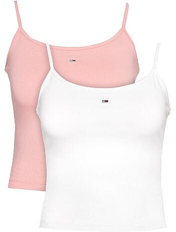 Tommy hilfiger essential dames tanktops wit/roze - 2-pack