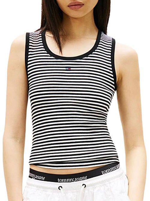 Tommy hilfiger essential dames top zwart/wit - Kiabi