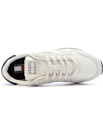 Tommy hilfiger eva runner leren sneakers wit/marine voor heren