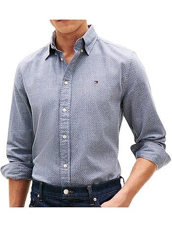 Tommy hilfiger flex dobby herenoverhemd - marineblauw