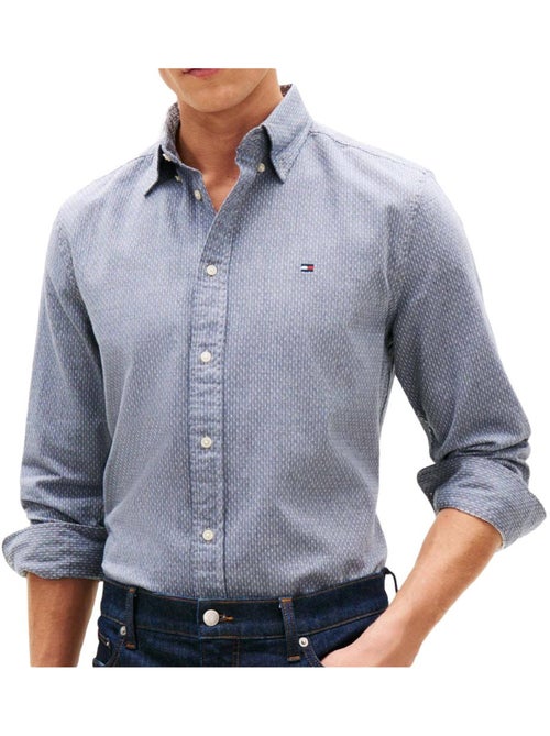Tommy hilfiger flex dobby herenoverhemd - marineblauw - Kiabi