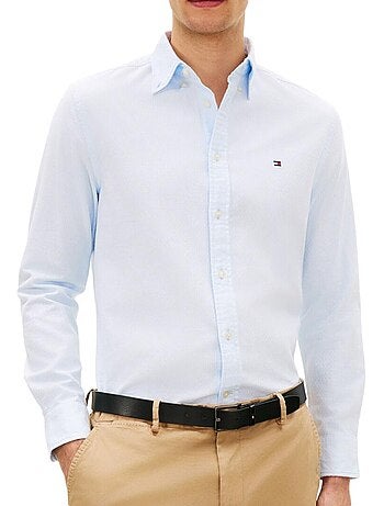 Tommy hilfiger flex dobby herenoverhemd - marineblauw