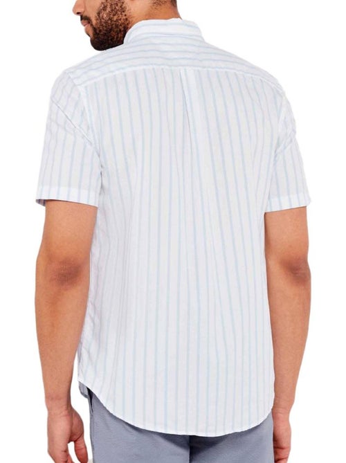 Tommy Hilfiger Flex Heren Overhemd Wit/Blauw - Kiabi Tommy Hilfiger Flex Heren Overhemd Wit/Blauw - Kiabi