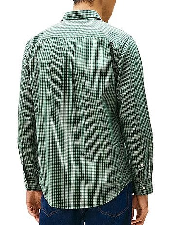 Tommy hilfiger flex poplin geruit groen overhemd voor heren
