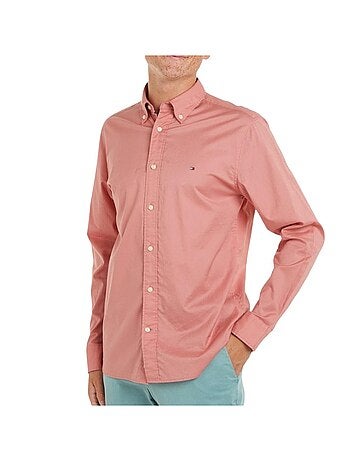 Tommy hilfiger flex poplin heren overhemd roze
