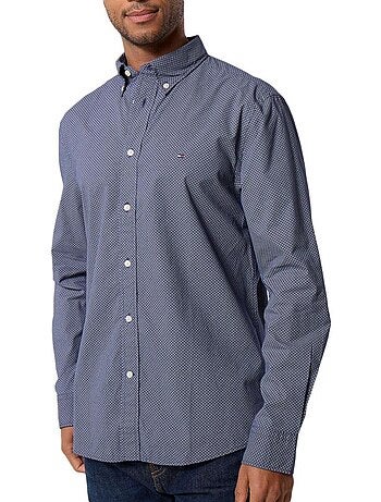 Tommy hilfiger flex poplin lichtblauw heren overhemd
