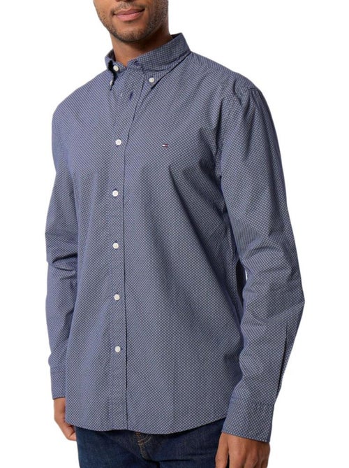Tommy Hilfiger Flex Poplin Herenoverhemd - Marineblauw - Kiabi Tommy Hilfiger Flex Poplin Herenoverhemd - Marineblauw - Kiabi