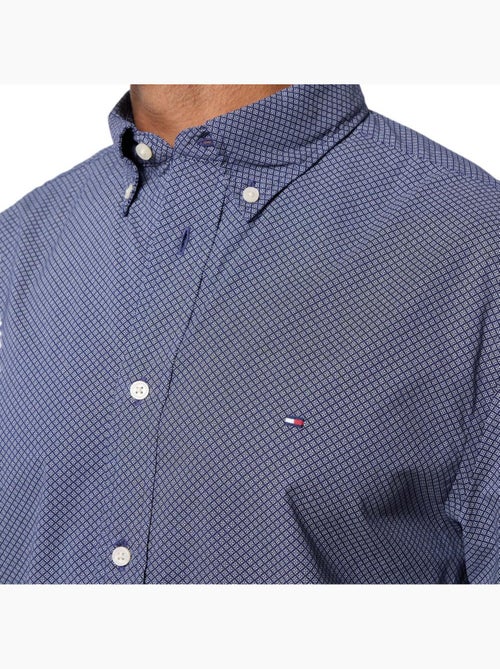 Tommy Hilfiger Flex Poplin Herenoverhemd - Marineblauw - Kiabi Tommy Hilfiger Flex Poplin Herenoverhemd - Marineblauw - Kiabi