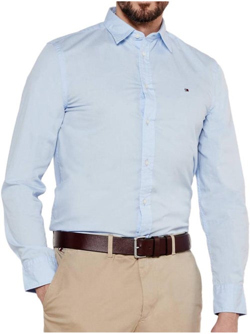 Tommy Hilfiger Flex Poplin Herenoverhemd Blauw - Kiabi Tommy Hilfiger Flex Poplin Herenoverhemd Blauw - Kiabi