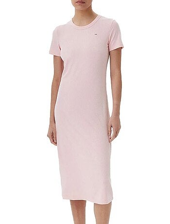 Tommy hilfiger geribbelde bodycon jurk voor dames roze