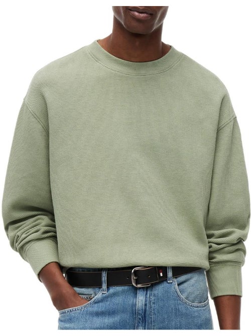 Tommy Hilfiger Heren Groene Washed Sweatshirt - Kiabi Tommy Hilfiger Heren Groene Washed Sweatshirt - Kiabi