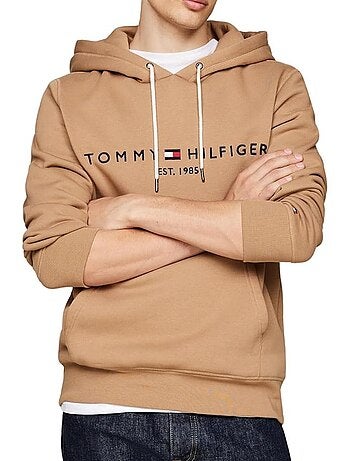 Tommy hilfiger heren hoodie met logo - beige