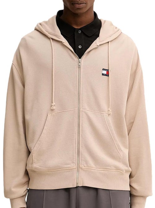 Tommy Hilfiger Heren Hoodie met Rits - Beige DM0DM22080 - Kiabi Tommy Hilfiger Heren Hoodie met Rits - Beige DM0DM22080 - Kiabi