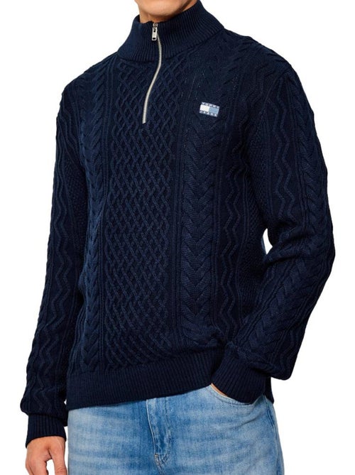 Tommy Hilfiger Heren Kabelgebreide Trui Marineblauw - Kiabi Tommy Hilfiger Heren Kabelgebreide Trui Marineblauw - Kiabi